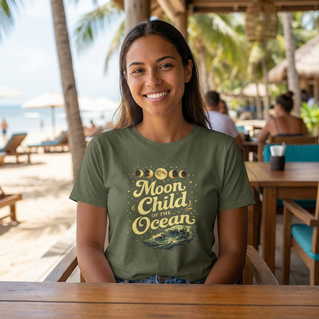 "Calm coastal scene inspiring the Beach Witch Clothing collection"