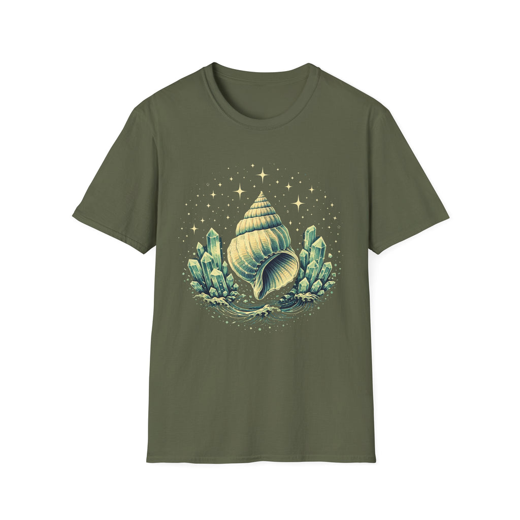 Large Seashell Surrounded By Crystals T-Shirt