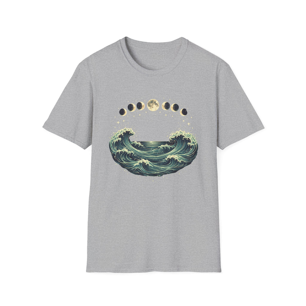 Moon Phase Arching Over Rolling Ocean T-Shirt
