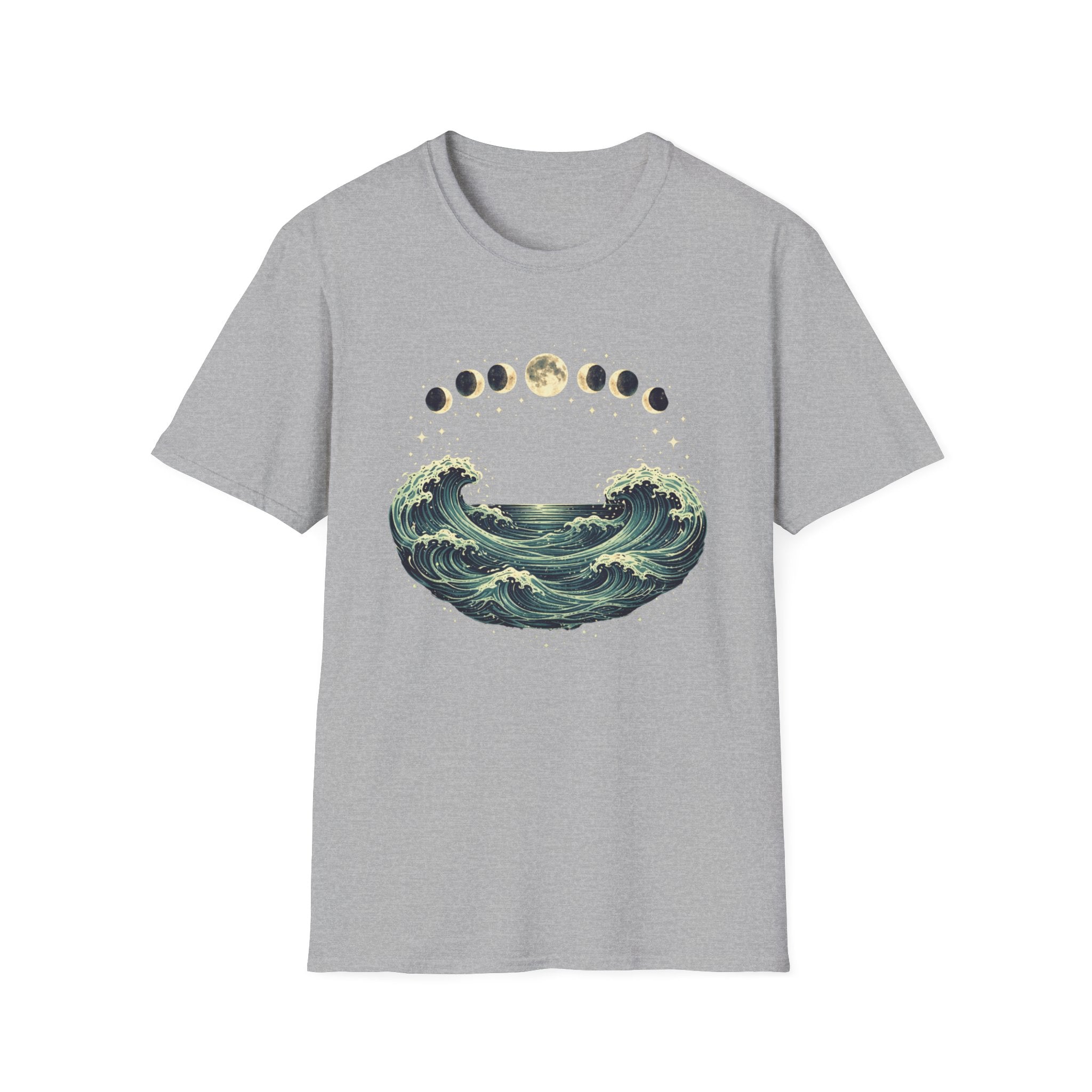 Moon Phase Arching Over Rolling Ocean T-Shirt