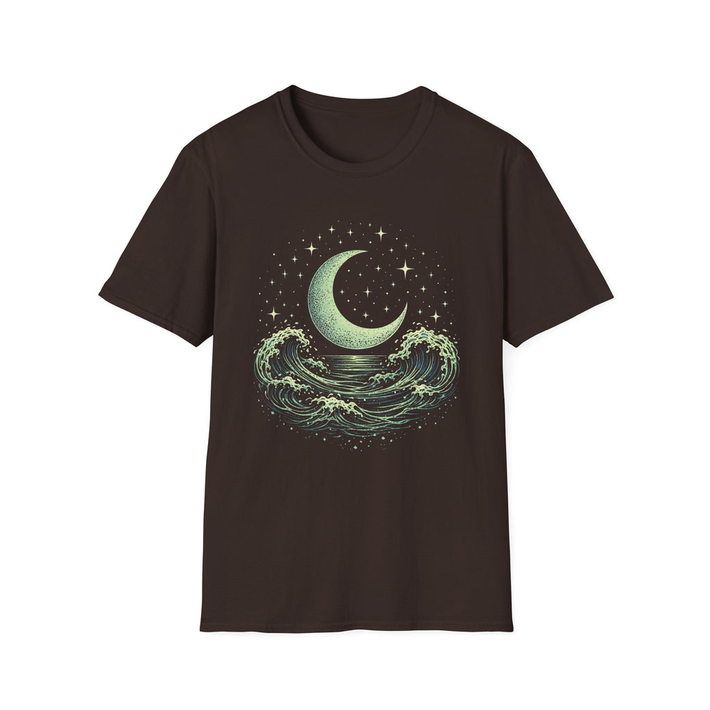 Crescent Moon Rising Over The Ocean T-Shirt