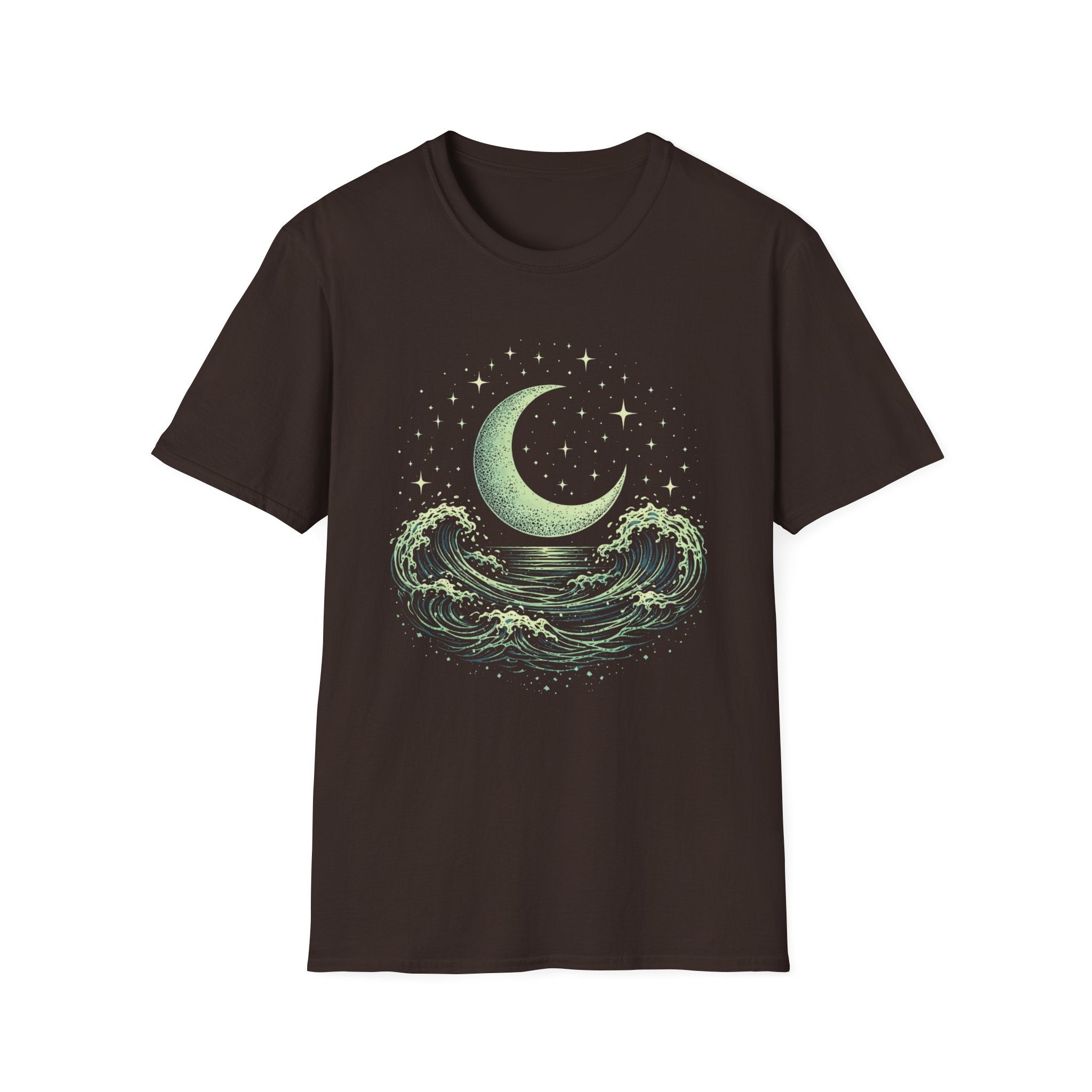 Crescent Moon Rising Over The Ocean T-Shirt