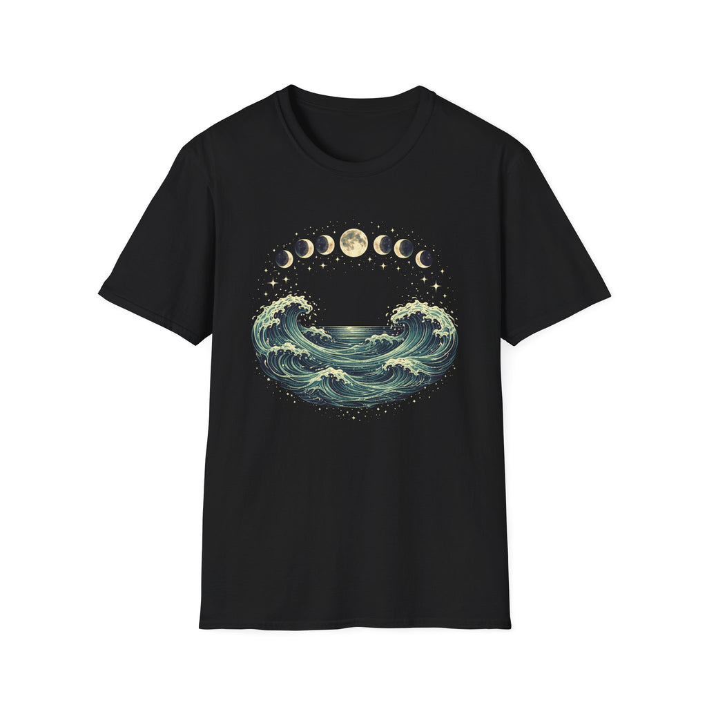 Moon Phase Arching Over Rolling Ocean T-Shirt