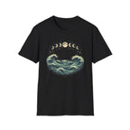Moon Phase Arching Over Rolling Ocean T-Shirt