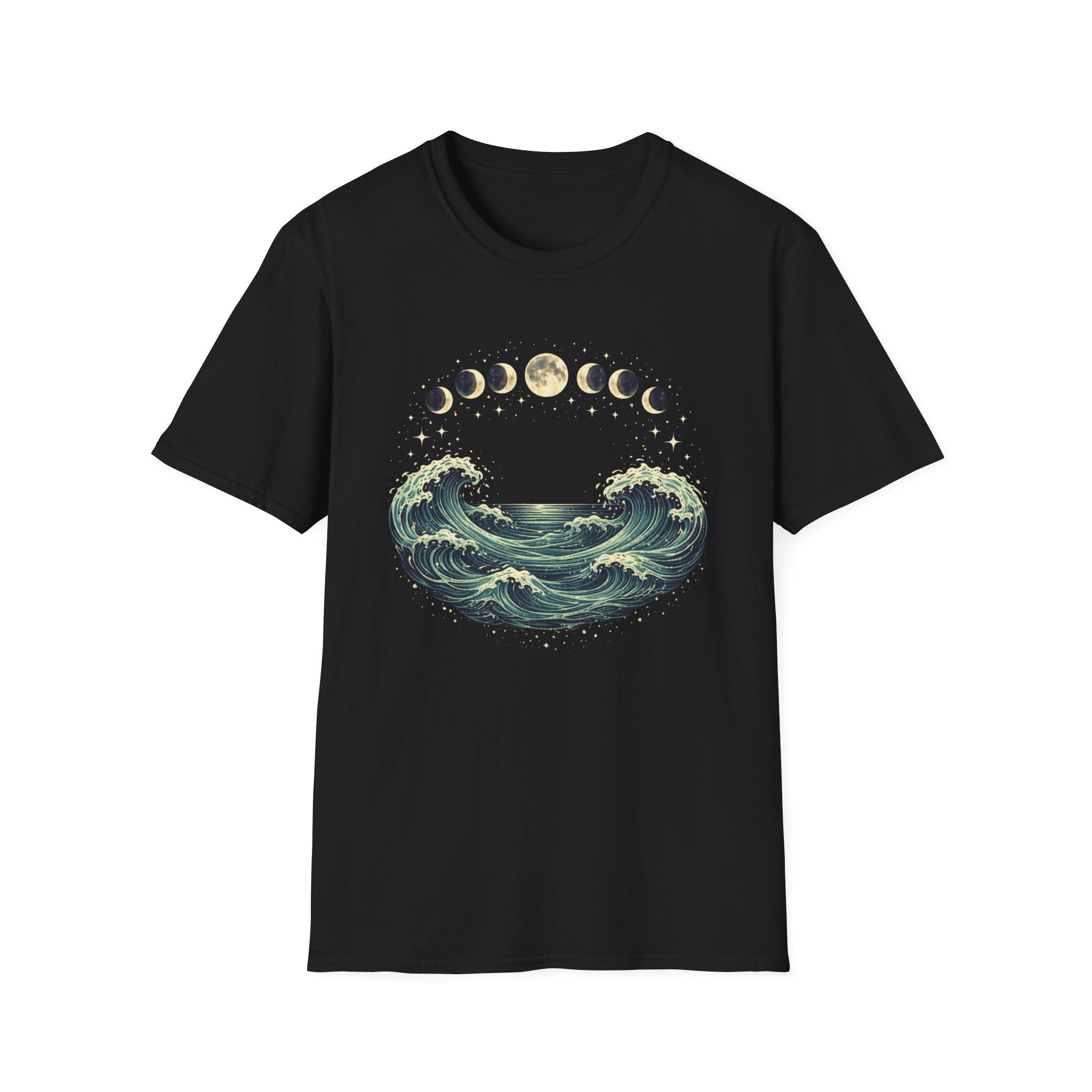 Moon Phase Arching Over Rolling Ocean T-Shirt