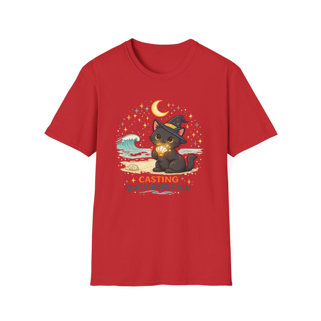 Beach Witch Cat Casting Good Vibes T-Shirt