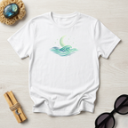 Vintage Crescent Moon Rising Over Ocean Waves T-Shirt