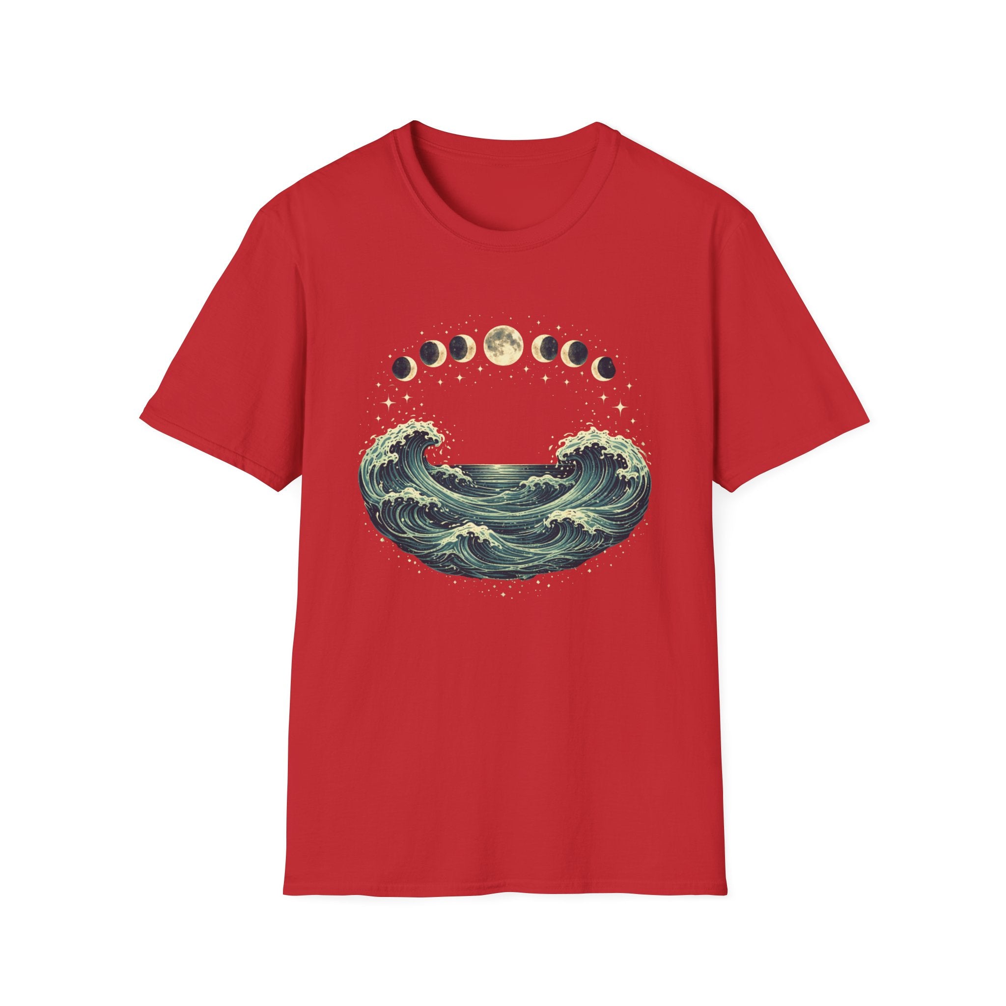 Moon Phase Arching Over Rolling Ocean T-Shirt