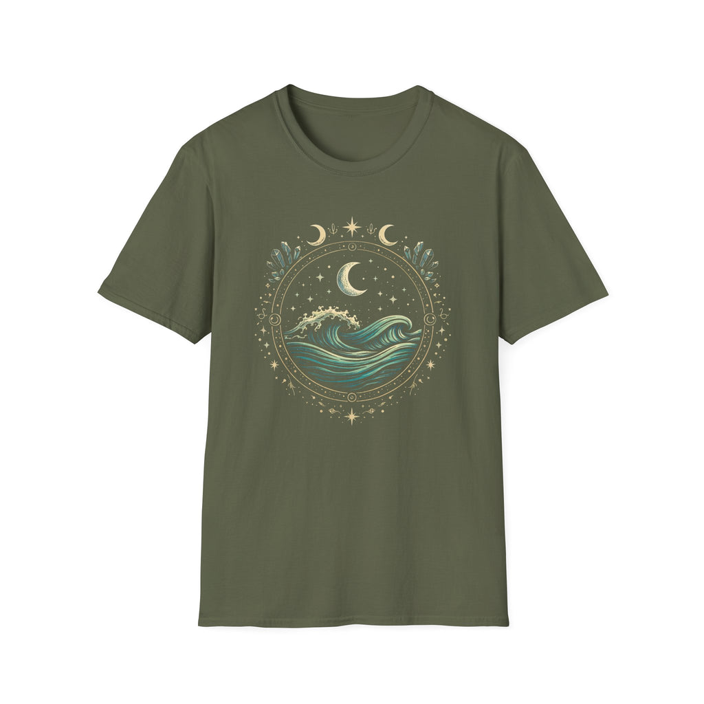 Ocean Waves Inside Mystical Circle T-Shirt