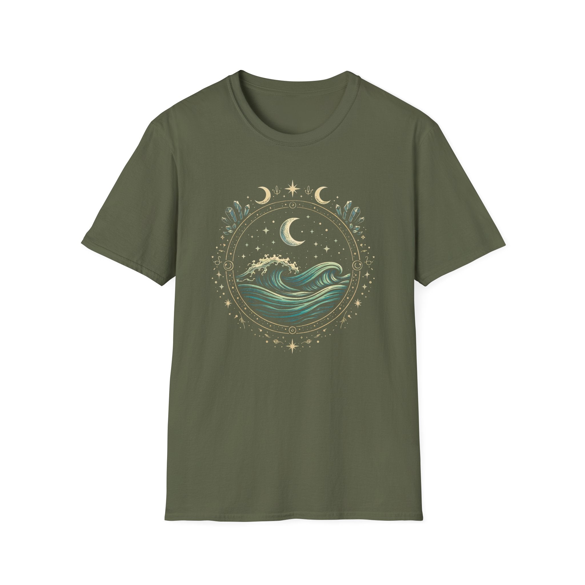 Ocean Waves Inside Mystical Circle T-Shirt