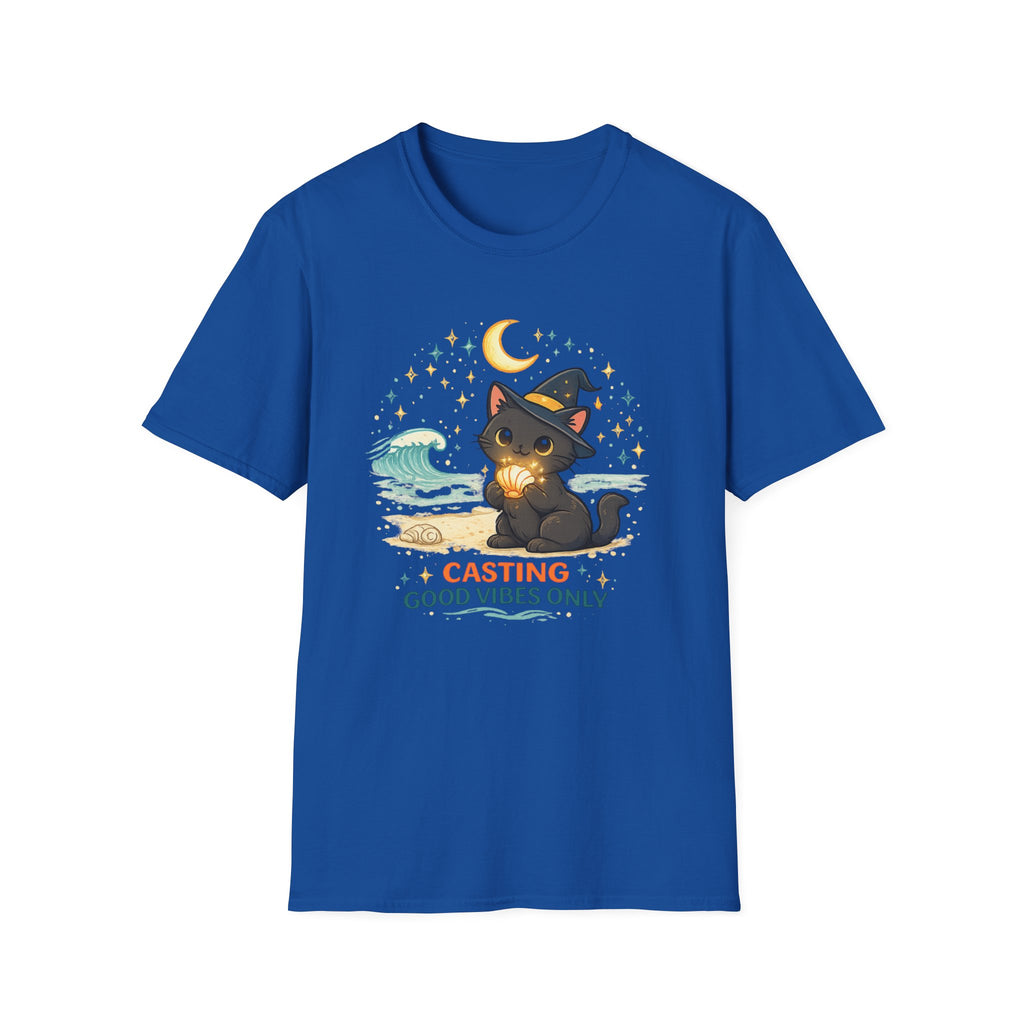 Beach Witch Cat Casting Good Vibes T-Shirt