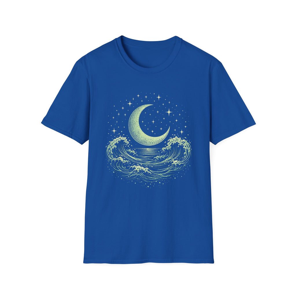 Crescent Moon Rising Over The Ocean T-Shirt