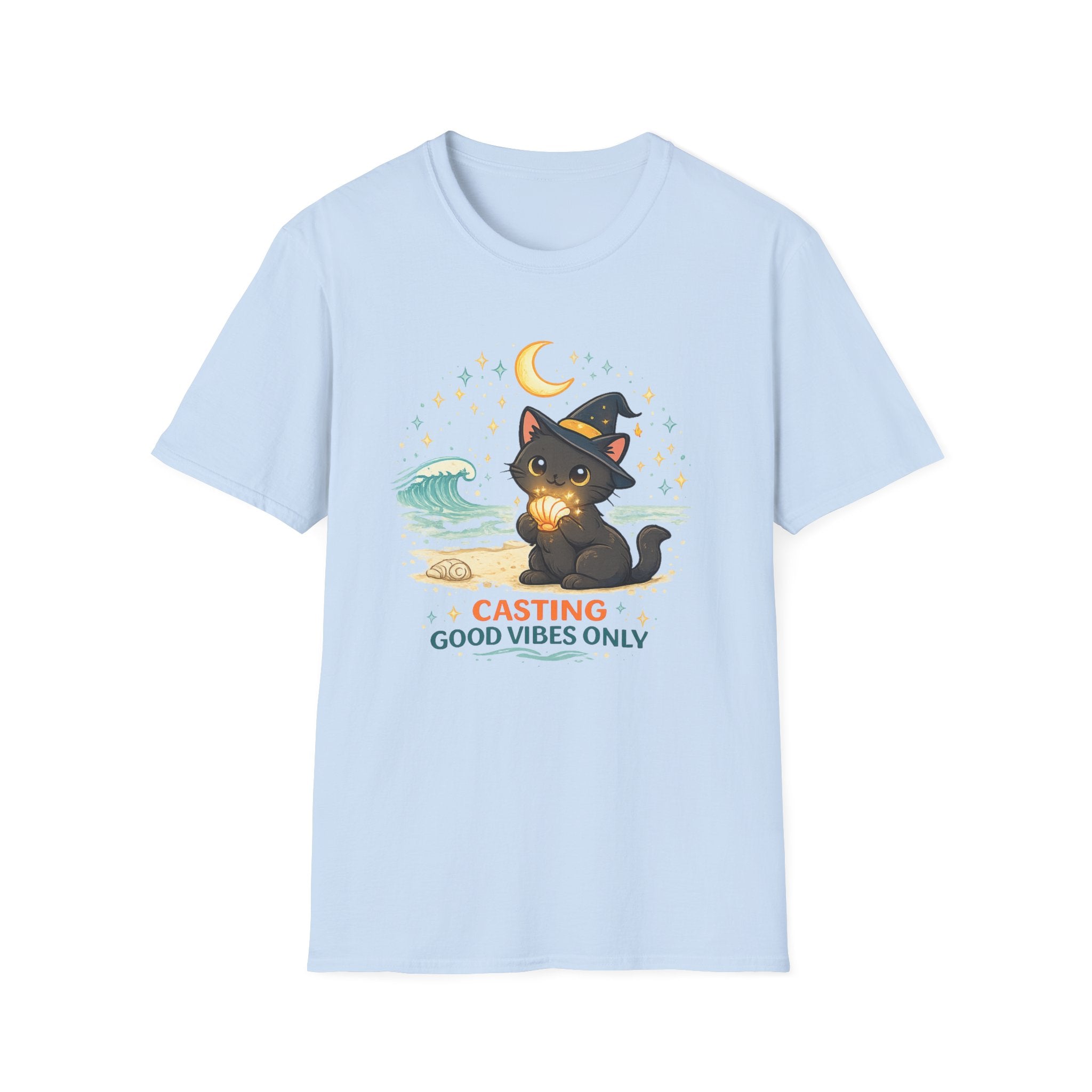 Beach Witch Cat Casting Good Vibes T-Shirt