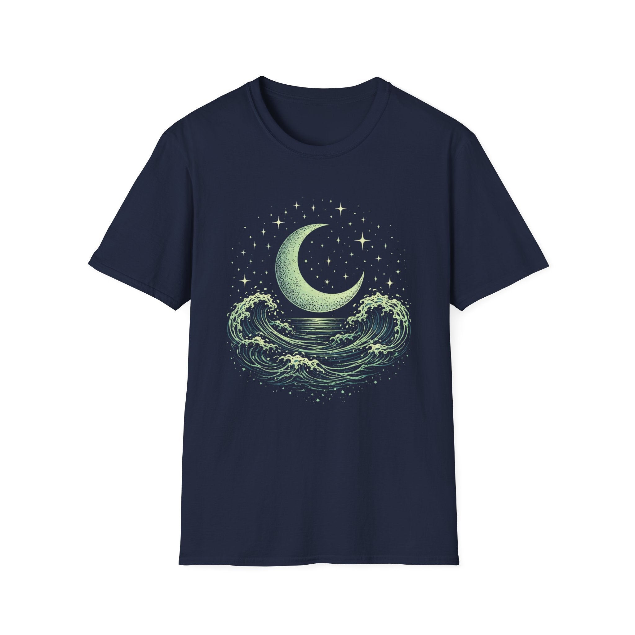 Crescent Moon Rising Over The Ocean T-Shirt