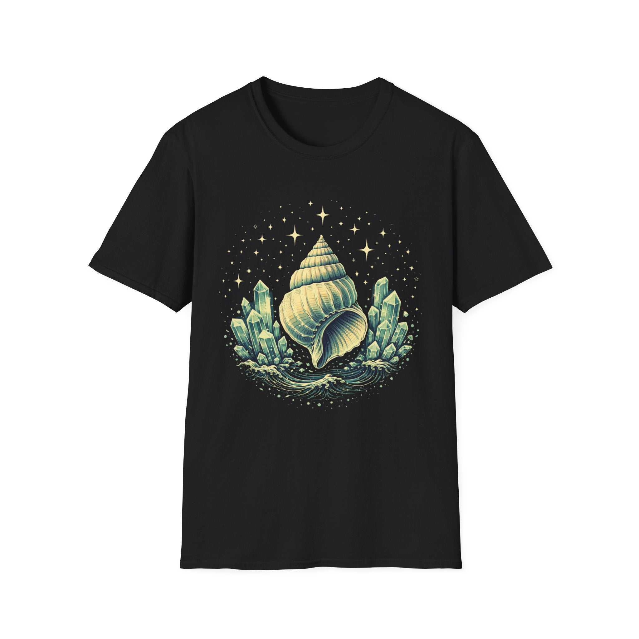 Large Seashell Surrounded By Crystals T-Shirt