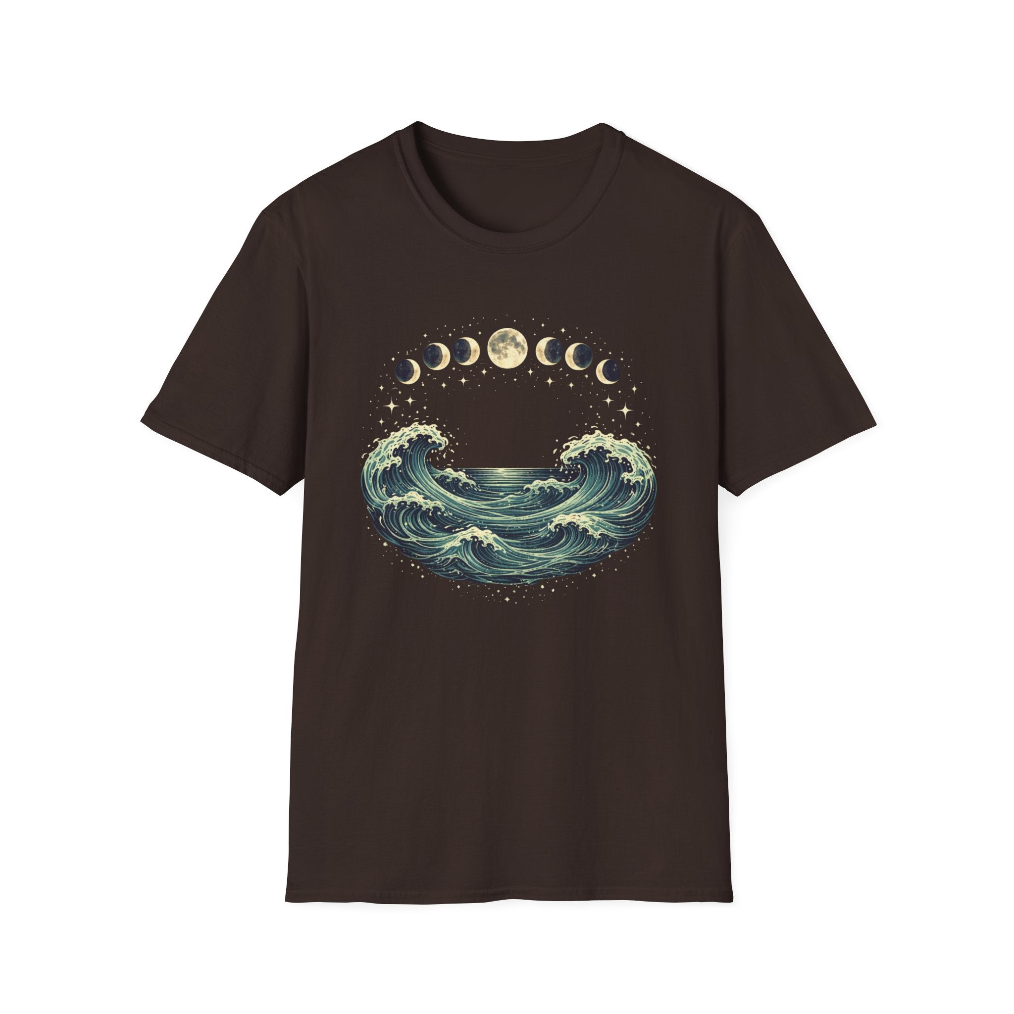 Moon Phase Arching Over Rolling Ocean T-Shirt